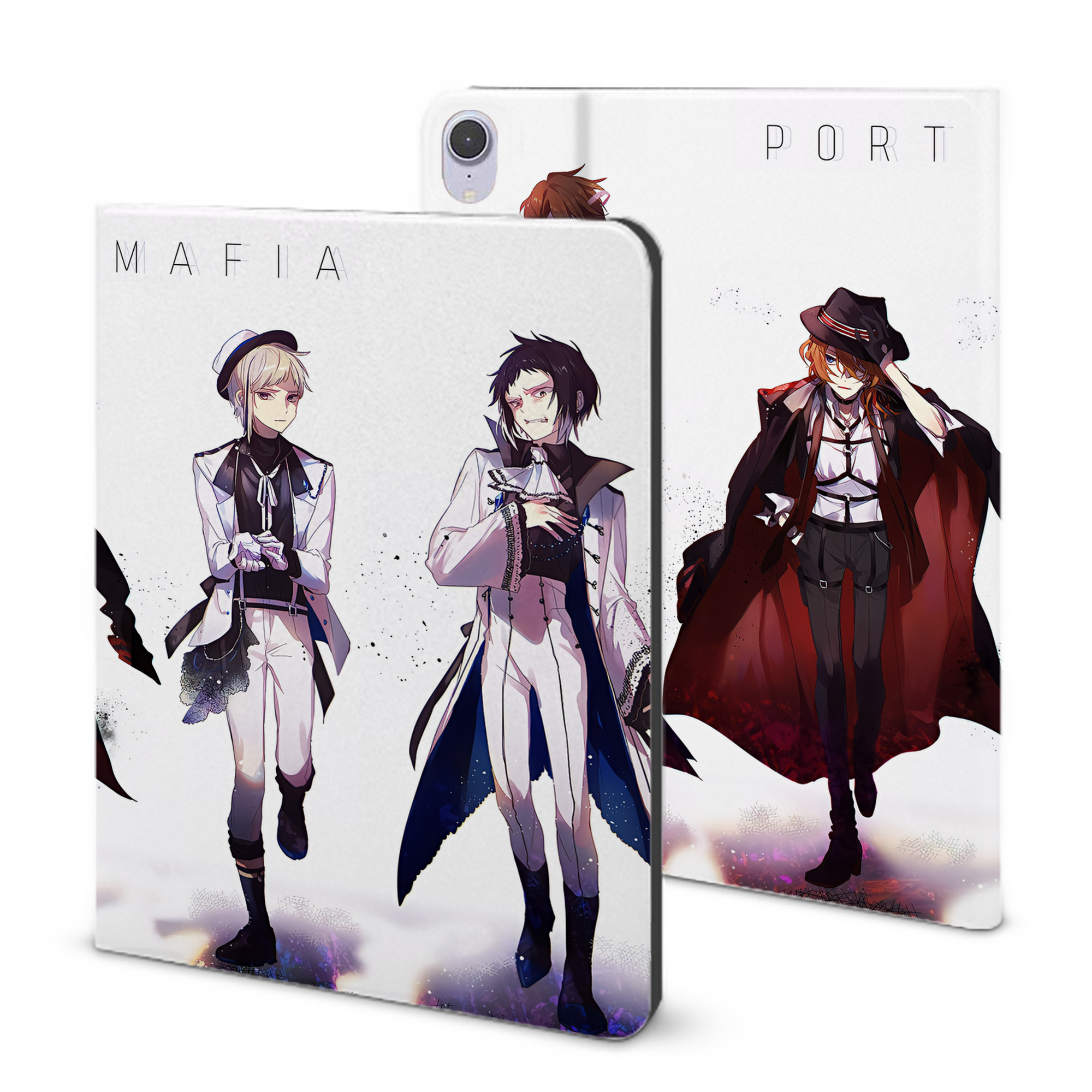 （画像用） 文豪ストレイドッグス Bungo Stray Dogs IPad ケース ブック型 PUレザー TPU 耐衝撃 軽量 薄型 ペン収納なし 全面保護 IPad 各モデル対応